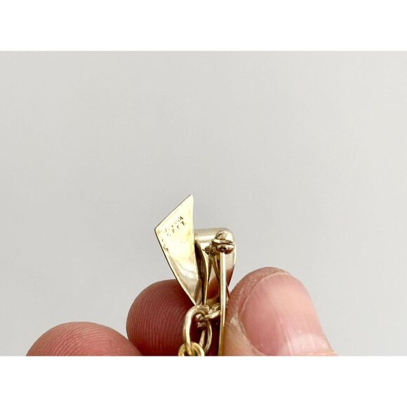 12k Gold Filled Black & Orange Scaled Fish Charm Vintage Ribbon Bow Brooch - Picture 8 of 8